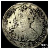 1805 Colonial Spain Silver 8 Reales Punchmarks NEA