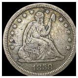 1858 Silver Seated Liberty Quarter LIGHTLY  CIRCU