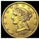 1902-S Liberty Head Half Eagle $5 Gold CLOSELY UNC