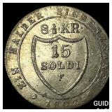 1802 Italy Silver 15 Solidi NEARLY UNCIRCULATED