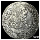 1669 Austria Silver 3 Kreuzer ABOUT UNCIRCULATED
