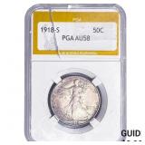1918-S Walking Liberty Half Dollar PGA AU58