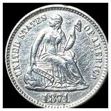 1871 Seated Liberty Silver Half Dime ABOUT UNCIRC