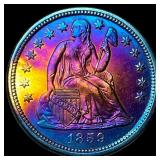 1859 Silver Seated Liberty Dime CHOICE AU