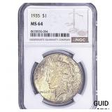 1935 Silver Peace Dollar NGC MS64