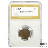 1867 Indian Head Cent PGA MS64 RED