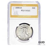 1935-D Walking Liberty Half Dollar PGA MS65
