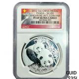 2012 1oz China Medal Panda Singapore NGC PF69 Ultr