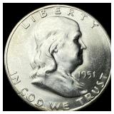 1951-S Silver Half Dollar Franklin CHOICE BU