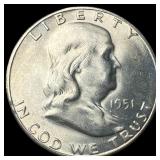 1951-S Silver Half Dollar Franklin CHOICE BU