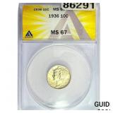 1936 Mercury Silver Dime ANACS MS67