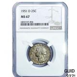 1951-D Washington Silver Quarter NGC MS67