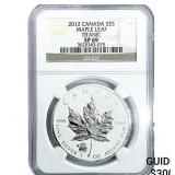 2012 $5 Sliver Canada Maple Leaf Titanic NGC SP69