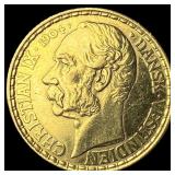 1904-P Gold 20 Francs/4 Daler Denmark UNCIRCULATED