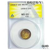1958-D Roosevelt Dime ANACS MS65 FSB
