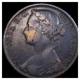 1877 Great Britain Copper Penny NEARLY UNCIRCULATE