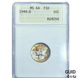 1944-D Mercury Silver Dime ANACS MS64 FSB