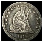 1876-CC Silver Quarter Dollar ABOUT UNCIRCULATED