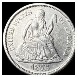 1876-S Silver Seated Liberty Dime CLOSELY UNCIRCUL