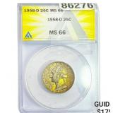 1958-D Washington Silver Quarter ANACS MS66