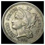 1870 Nickel Three-Cent Piece CLOSELY UNCIRCULATED