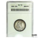 1859 Seated Liberty Quarter ANACS AU50
