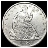 1858-O Silver Half Dollar CHOICE AU