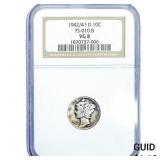 1942/41 -D Mercury Silver Dime NGC VG8