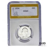 1934 Washington Silver Quarter PGA MS65