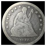 1860 Seated Liberty Quarter LIGHTLY CIRCULATED