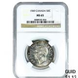 1949 Canada 50C NGC MS65