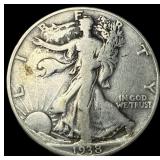 1938-D Silver Walking Liberty Half Dollar LIGHTLY