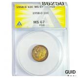 1958-D Roosevelt Dime ANACS MS67 FSB