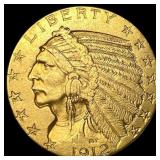 1912 Indian Head Half Eagle $5 Gold CLOSELY UNCIRC