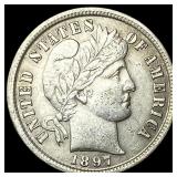 1897 Silver Barber Dime NEARLY UNCIRCULATED