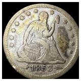 1853 Arrows Seated Liberty Quarter LIGHTLY CIRCULA
