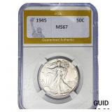 1945 Walking Liberty Half Dollar PGA MS67