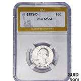 1935-D Washington Silver Quarter PGA MS64