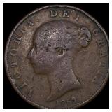 1859 Great Britain Copper Half Penny ABOUT UNCIRCU