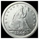 1854 Arrows Seated Liberty Quarter NEARLY UNCIRCUL