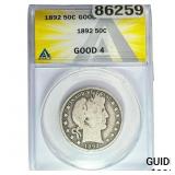 1892 Barber Half Dollar ANACS G4