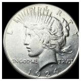1924 Silver Peace Dollar CHOICE AU