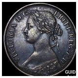 1863 Great Britain Copper Farthing CLOSELY UNCIRCU