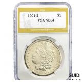 1901-S Morgan Silver Dollar PGA MS64