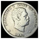 1883 Hawaii Silver 1/4 Dollar LIGHTLY CIRCULATED