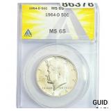 1964-D Kennedy Half Dollar ANACS MS65