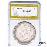 1934-S Silver Peace Dollar PGA MS63