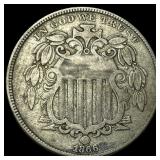 1866 Shield Nickel NEARLY UNCIRCULATED