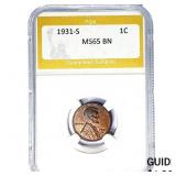 1931-S Wheat Cent PGA MS65 BN