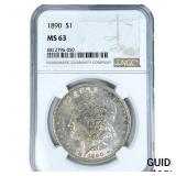 1890 Morgan Silver Dollar NGC MS63